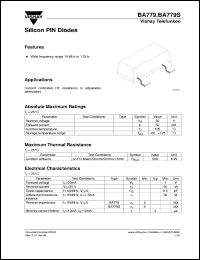 BA779S datasheet: Small signal PIN diode for attenuation of input signals in RF front-end circuits BA779S