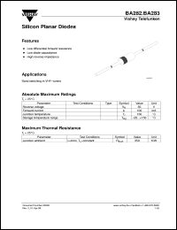 BA283 datasheet: Small signal UHF/VHF bandswitching diode for TV and CATV BA283