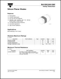 BA1283 datasheet: Small signal UHF/VHF bandswitching diode for TV and CATV BA1283