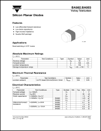 BA982 datasheet: Small signal UHF/VHF bandswitching diode for TV and CATV BA982