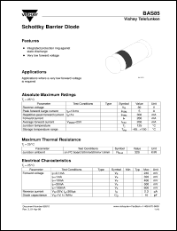 BAS85 datasheet: Small signal Schottky barrier diode for ultra high-speed switching applications and protection circuit BAS85