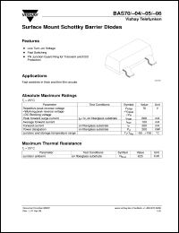 BAS70 datasheet: Small signal Schottky barrier diode for ultra high-speed switching applications and protection circuit BAS70