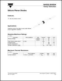 BAS33 datasheet: Small signal switching diode for general purpose applications BAS33