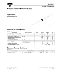 BAW75 datasheet: Small signal switching diode for general purpose applications BAW75