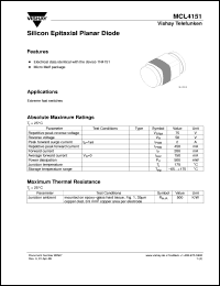 MCL4151 datasheet: Small signal switching diode for general purpose applications MCL4151