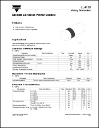 LL4150 datasheet: Small signal switching diode for general purpose applications LL4150