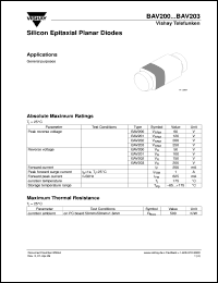 BAV203 datasheet: Small signal switching diode for general purpose applications BAV203