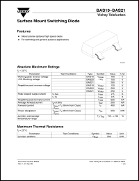 BAS21 datasheet: Small signal switching diode for general purpose applications BAS21