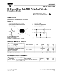 BF966S datasheet: N-Channel depletion mode dual-gate Si-MOSFET RF transistor BF966S