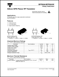 BFP92A datasheet: NPN small signal RF transistor BFP92A