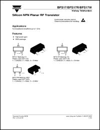 BFS17R datasheet: NPN small signal RF transistor BFS17R