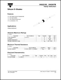 1N5261B datasheet: 47V zener diode 1N5261B