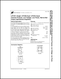 LPV321M5X datasheet: General Purpose, Low Voltage, Low Power, Rail-to-Rail Output Operational Amplifiers LPV321M5X