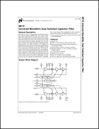 MF10CCN datasheet: Universal Monolithic Dual Switched Capacitor Filter MF10CCN