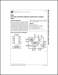MF6CWMX-50 datasheet: 6th Order Switched Capacitor Butterworth Lowpass Filter [Life-time buy] MF6CWMX-50