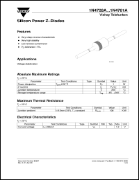 1N4730A datasheet: 3.9V, 1W zener diode 1N4730A