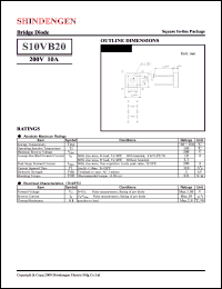 S10VB20 datasheet: General purpose DIL bridge rectifier S10VB20
