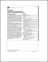 PC16552DV datasheet: Dual Universal Asynchronous Receiver/Transmitter with FIFOs PC16552DV