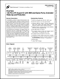 PC87363-ICK/VLA datasheet: 128-Pin LPC SuperI/O with MIDI and Game Ports, Extended Wake-up and Protection [Preliminary] PC87363-ICK/VLA
