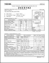 2SC5142 datasheet: Silicon NPN transistor for horizontal deflection output for high resolution display, color TV and high speed switching applications 2SC5142