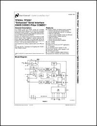 TP3064N datasheet: Enhanced Serial Interface CMOS CODEC/Filter COMBO TP3064N