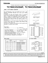 TC74HC4520AP datasheet: Dual 4 bit binary counter TC74HC4520AP