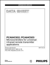 PCA84C923 datasheet: Microcontrollers for universal infrared remote transmitter applications PCA84C923