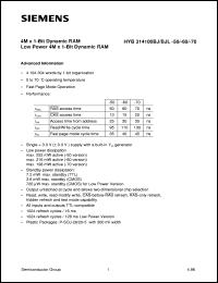 HYB314100BJ-50 datasheet: 4M x 1bit DRAM HYB314100BJ-50