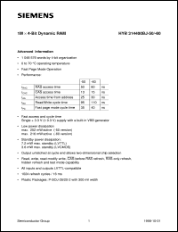 HYB314400BJ-50 datasheet: 1M x 4bit DRAM HYB314400BJ-50