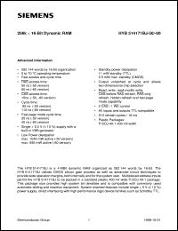 HYB514171BJ-50 datasheet: 256K x 16bit DRAM HYB514171BJ-50