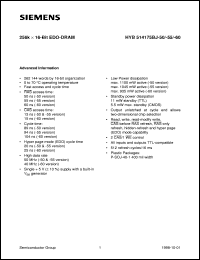 HYB514175BJ-50 datasheet: 256K x 16bit EDO-DRAM HYB514175BJ-50