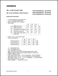 HYB3164165ATL-50 datasheet: 4M x 16bit DRAM HYB3164165ATL-50