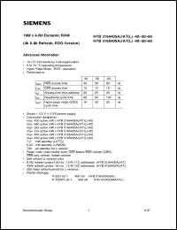 HYB3164405AJ-60 datasheet: 16M x 4bit DRAM HYB3164405AJ-60