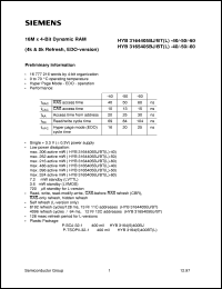 HYB3164405BJ-50 datasheet: 16M x 4bit DRAM HYB3164405BJ-50