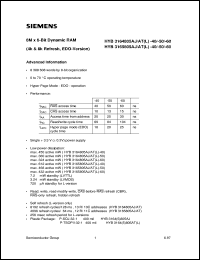 HYB3164805AJ-50 datasheet: 8M x 8bit DRAM HYB3164805AJ-50