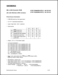 HYB3165805BJ-50 datasheet: 8M x 8bit DRAM HYB3165805BJ-50