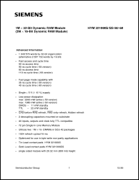 HYM321000GS-60 datasheet: 1M x 32bit DRAM module HYM321000GS-60