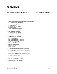 HYM328020S-60 datasheet: 8M x 32bit  DRAM module HYM328020S-60