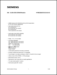 HYM328025GS-50 datasheet: 8M x 32bit  EDO-module HYM328025GS-50