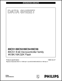 P89C54UBAA datasheet: 80C51 8-bit microcontroller family 4K/8K/16K/32K Flash P89C54UBAA