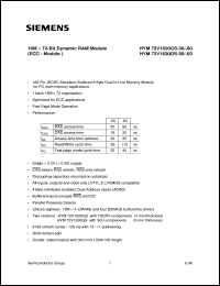 HYM72V1620GS-50 datasheet: 16M x 72bit DRAM module HYM72V1620GS-50