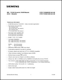 HYM72V8010GS-50 datasheet: 8M x 72bit DRAM module HYM72V8010GS-50