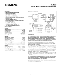 IL420 datasheet: 600V triac driver optocoupler IL420