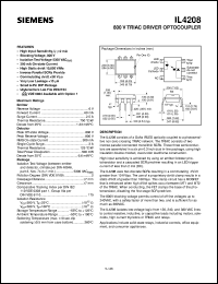 IL4208 datasheet: 800V triac driver optocoupler IL4208