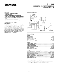 ILH100 datasheet: Hermetic phototransistor optocoupler ILH100