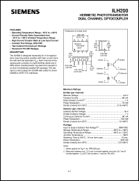 ILH200 datasheet: 2-channel hermetic phototransistor optocoupler ILH200