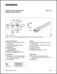 IRL81A datasheet: GaAlAs infrared emitter IRL81A