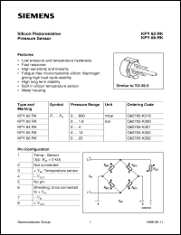 KPY62RK datasheet: Silicon piezoresistive pressure sensor KPY62RK