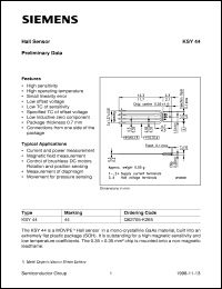 KSY44 datasheet: Hall sensor KSY44