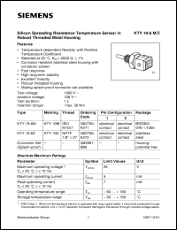 KTY19-6Z datasheet: Silicon spreading resistance temperature sensor KTY19-6Z